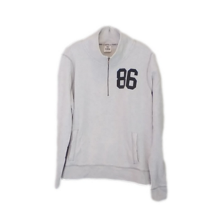 2/25🔥PINK-V.S. White Grey Heather Quarter Zip Sweatshirt Size Women's L